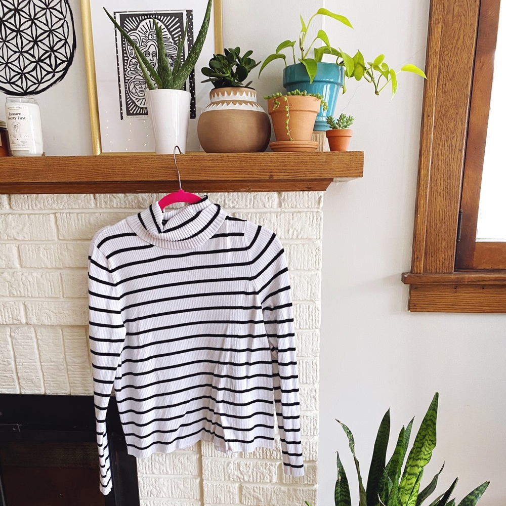 Target A New Day Black & White Ribbed Turtleneck